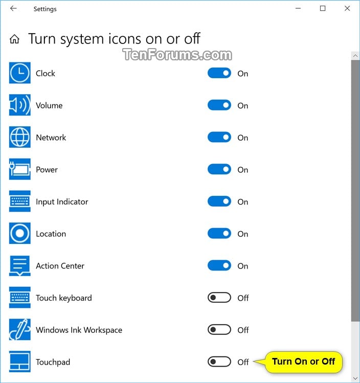Hide or Show Touchpad Button on Taskbar in Windows 10 Tutorials