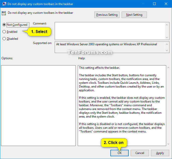 Enable or Disable Toolbars on Taskbar in Windows Tutorials