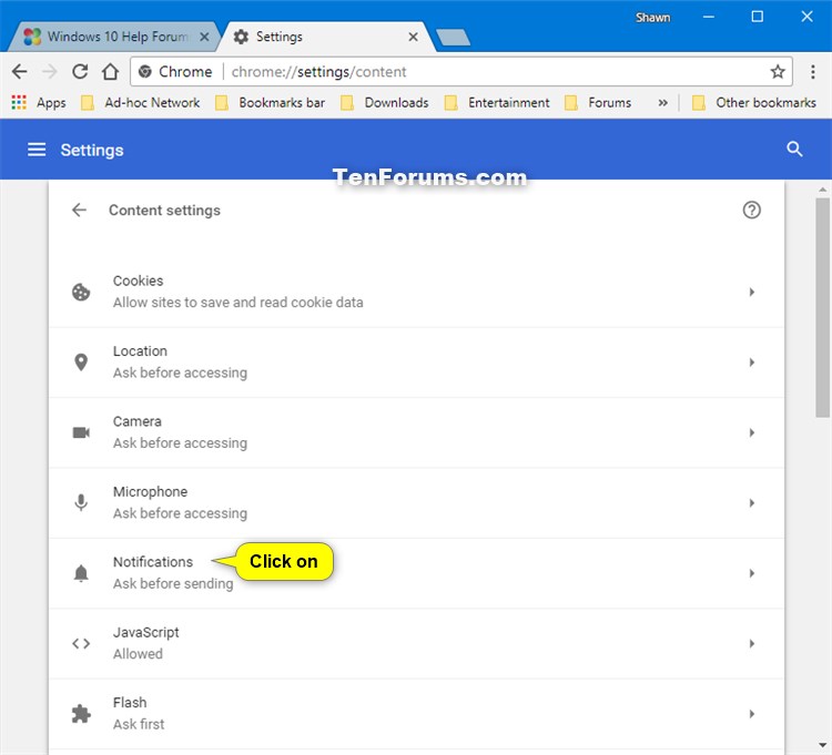 Allow or Block site Notifications in Google Chrome in Windows Tutorials