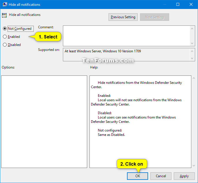 Enable or Disable Notifications from Windows Security in Windows 10
