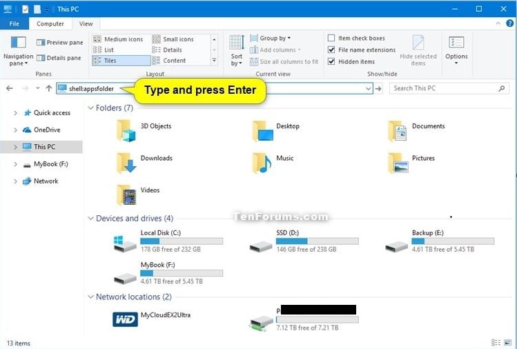 Create Shortcut to App, File, Folder, Drive, or site in Windows 10