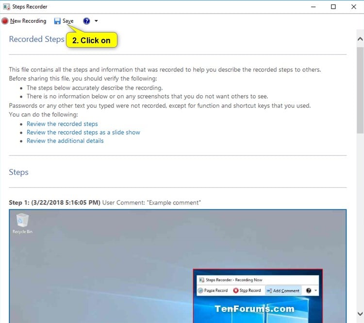 Open and Use Steps Recorder in Windows Tutorials