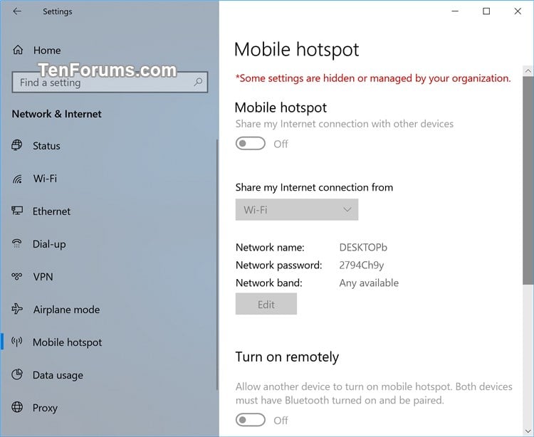 Enable or Disable Mobile Hotspot in Windows 10 Tutorials