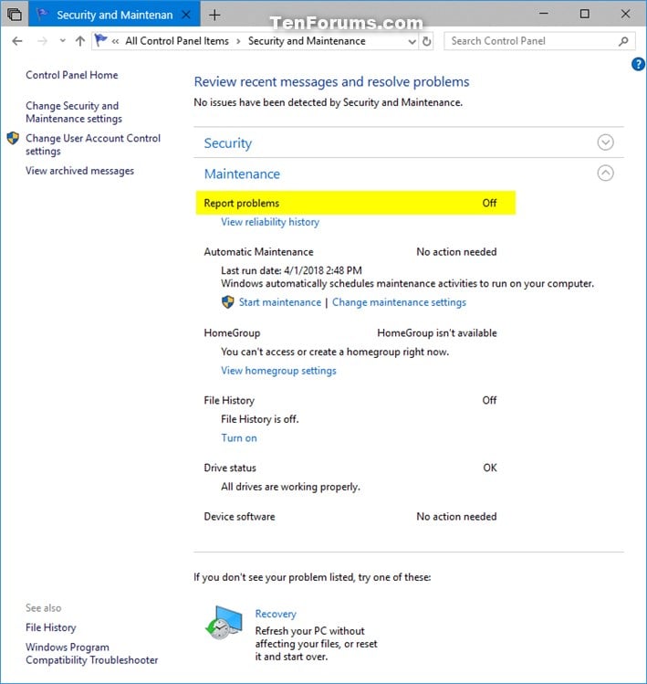 Enable or Disable Windows Error Reporting in Windows 10 Tutorials