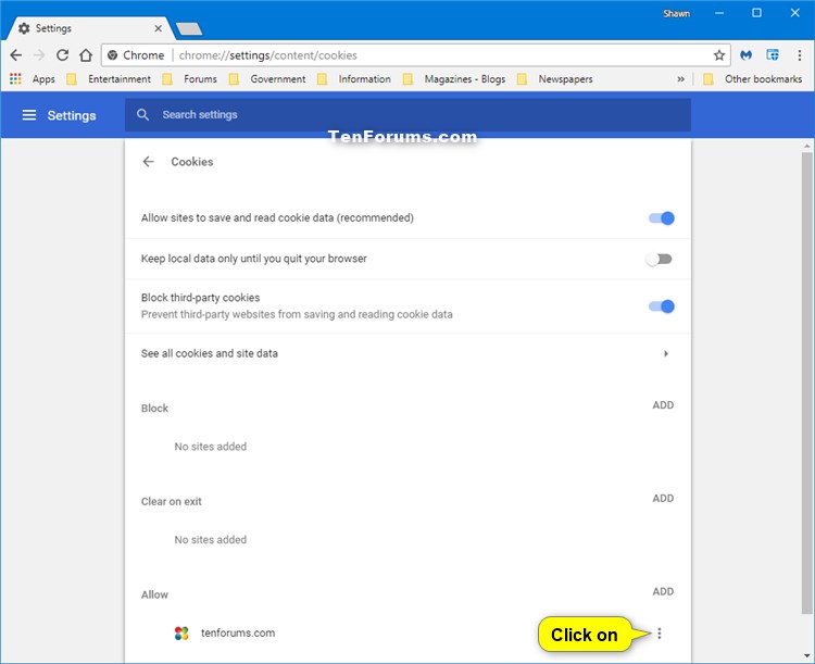 Allow or Block Cookies in Google Chrome in Windows Tutorials