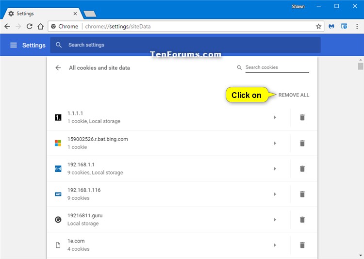 Delete Cookies in Google Chrome in Windows Tutorials