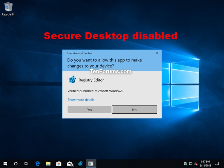 Enable or Disable Dimmed Secure Desktop for UAC prompt in Windows