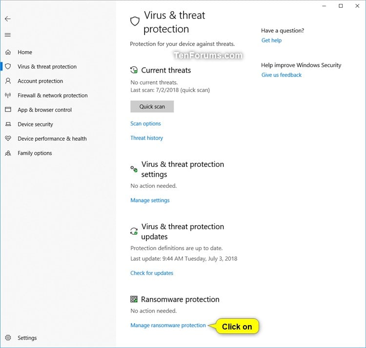 Add Protected Folders to Controlled Folder Access in Windows 10 Tutorials
