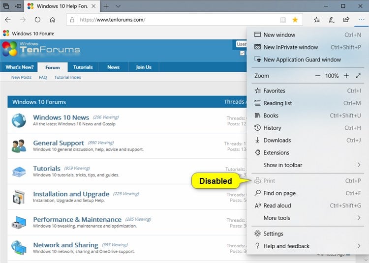 Enable or Disable Printing in Microsoft Edge in Windows 10 Tutorials