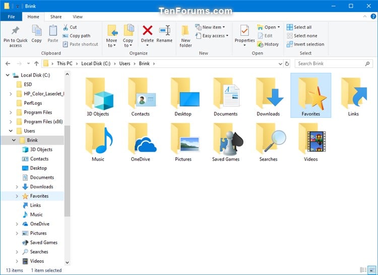 Change or Restore Favorites Folder Icon in Windows Tutorials