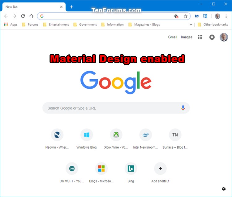Enable or Disable New Tab Page Material Design UI in Google Chrome