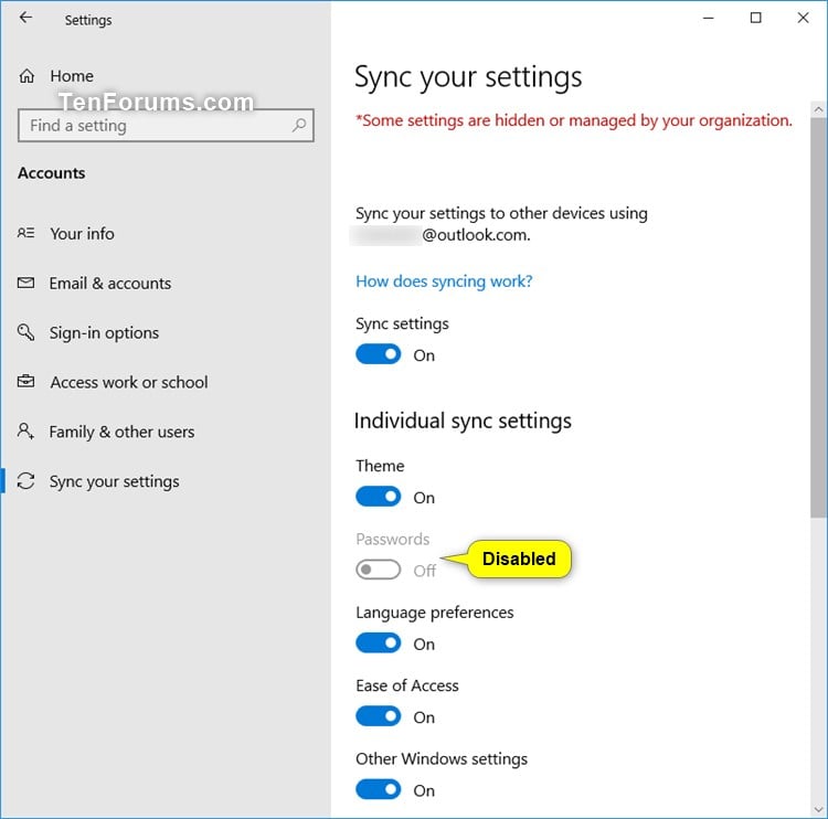 Enable or Disable Syncing Passwords in Windows 10 Sync Your Settings Tutorials
