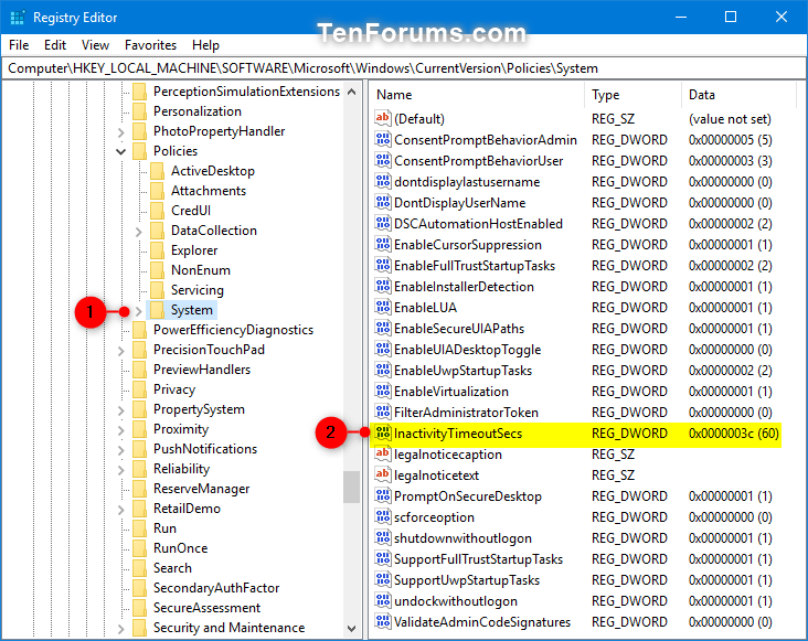 Automatically Lock Computer in Windows 10 Tutorials