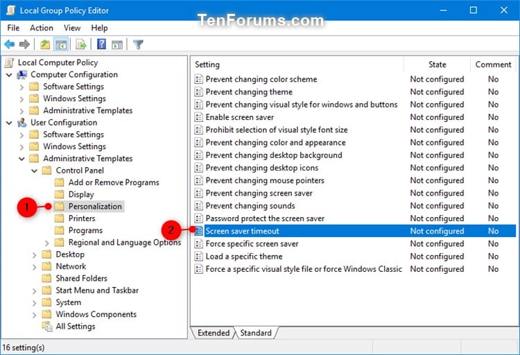 Specify Screen Saver Timeout in Windows Tutorials