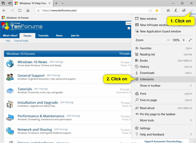 Turn On or Off Extensions in Microsoft Edge Tutorials