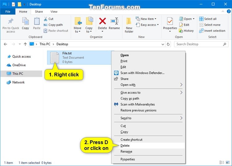 Delete File in Windows 10 Tutorials
