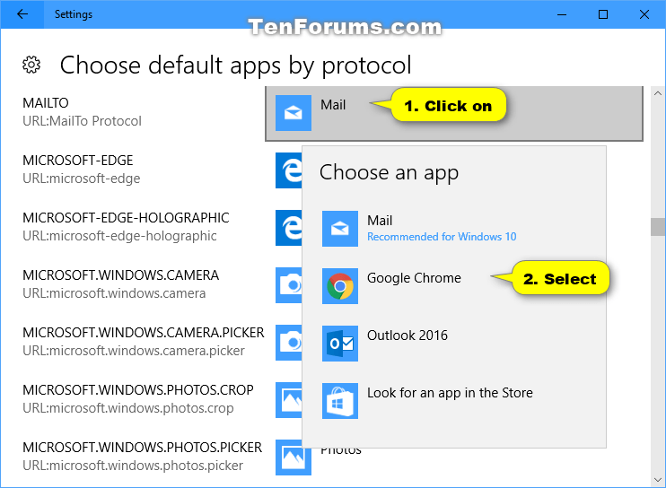 Choose Default Apps in Windows 10 Tutorials