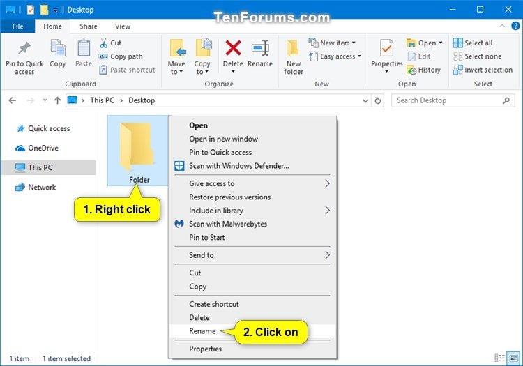 Rename Folder in Windows 10 Tutorials