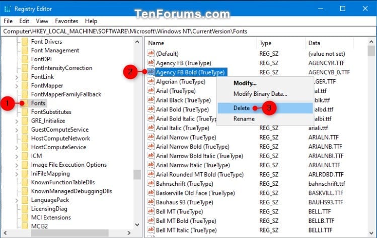 Delete and Uninstall Fonts in Windows 10 Tutorials