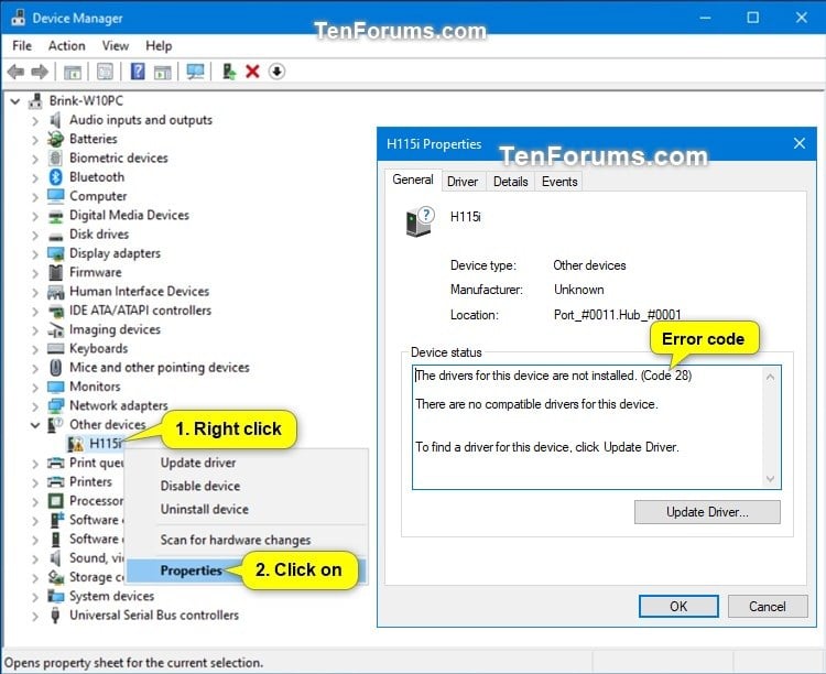 Device Manager Error Codes and Solutions in Windows Tutorials
