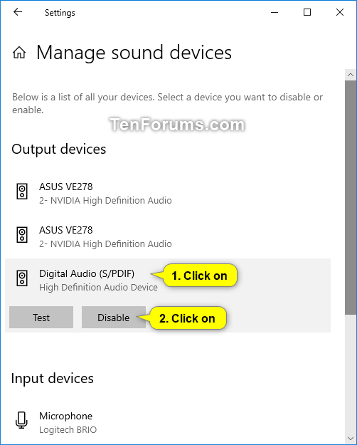 Enable or Disable a Sound Output Device in Windows Tutorials