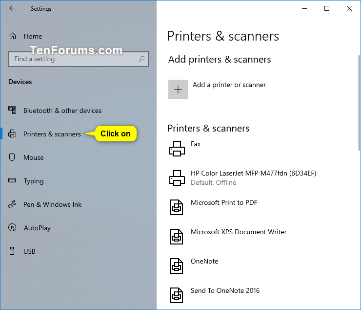 List All Installed Printers in Windows 10 Tutorials