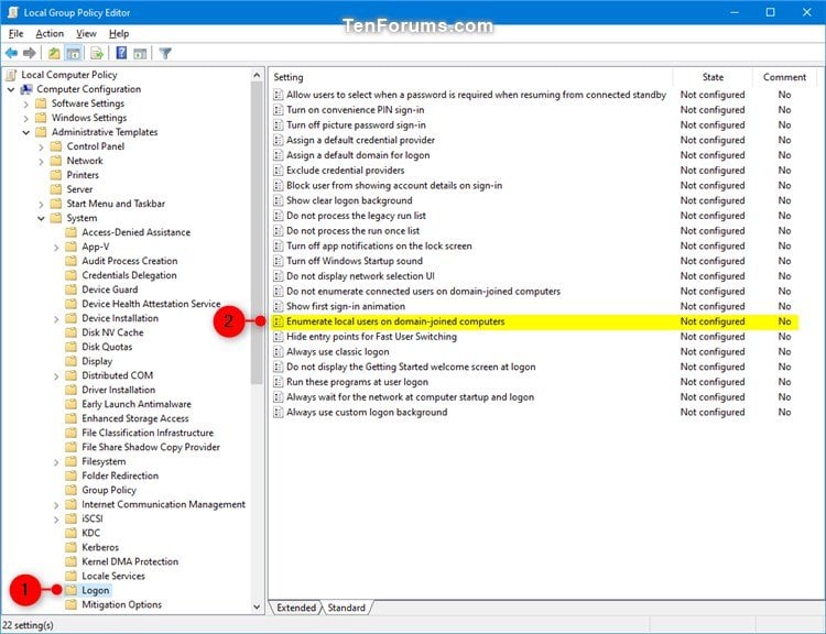 Enable Show Local Users on Signin Screen on Domain Joined Windows 10