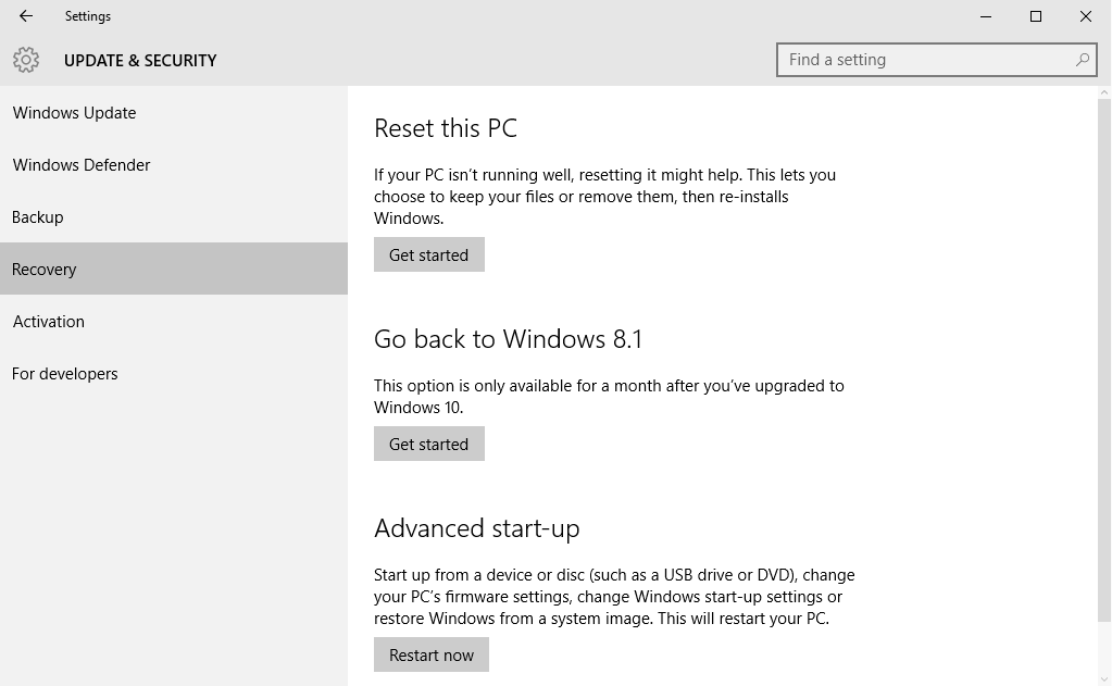 Go Back to the Previous Version of Windows in Windows 10 Tutorials