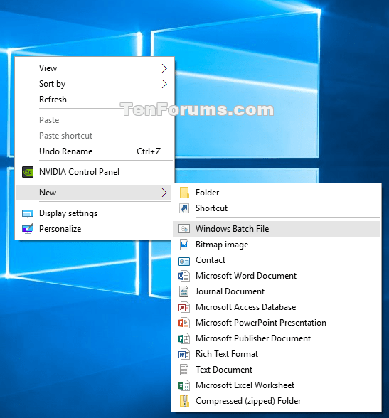 Add Batch File to New Context Menu in Windows 10 Tutorials
