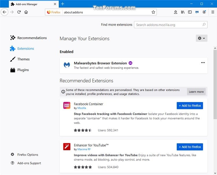 Enable or Disable Extensions in Firefox Tutorials