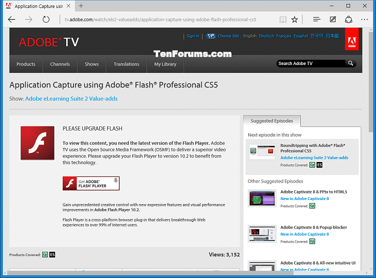 Microsoft Edge Adobe Flash Player Enable or Disable in Windows 10