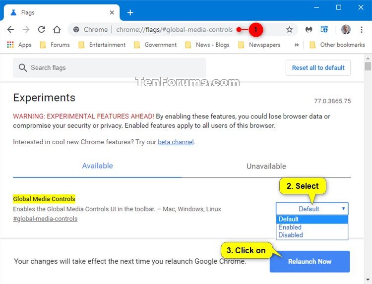 Enable or Disable Global Media Controls in Google Chrome Tutorials
