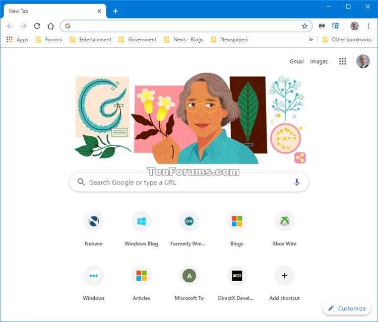 Hide or Show Shortcuts on New Tab Page in Google Chrome Tutorials