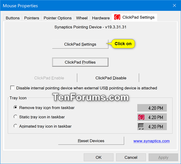 Enable or Disable Touchpad Tapping and Tap to Click in Windows 10