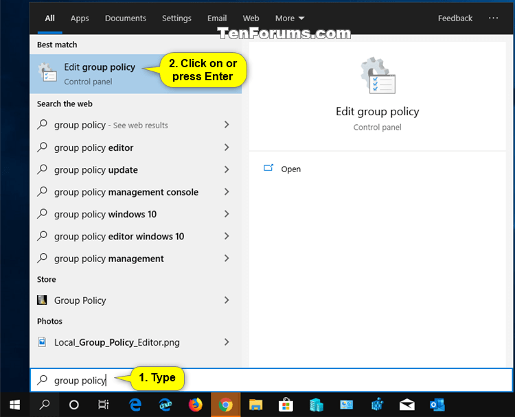 Open Local Group Policy Editor in Windows 10 Tutorials