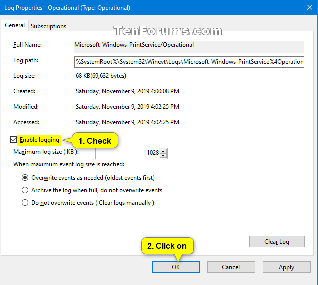 How to Enable or Disable Print Logging in Windows 10 Event Viewer