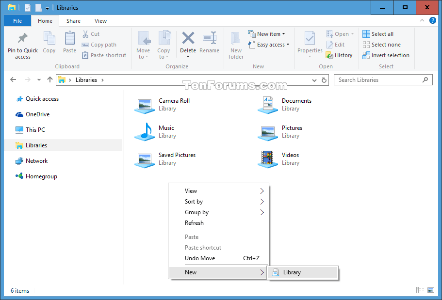 Create New Library in Windows 10 Tutorials