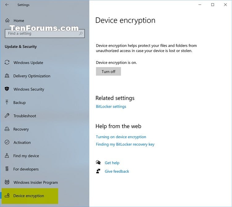 How to Check if Device Encryption is Supported in Windows 10 Tutorials