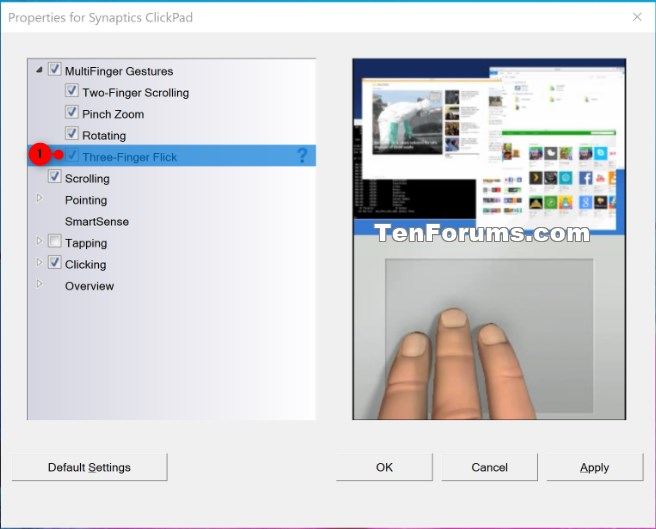 How to Enable or Disable Touchpad MultiFinger Gestures in Windows 10