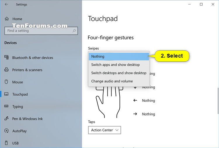 How to Enable or Disable Touchpad MultiFinger Gestures in Windows 10