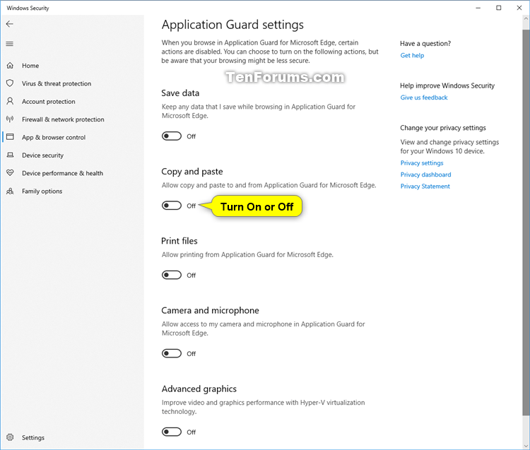 Turn On or Off Copy and Paste in Application Guard for Microsoft Edge