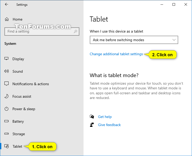 Turn On or Off Tablet Mode in Windows 10 Tutorials