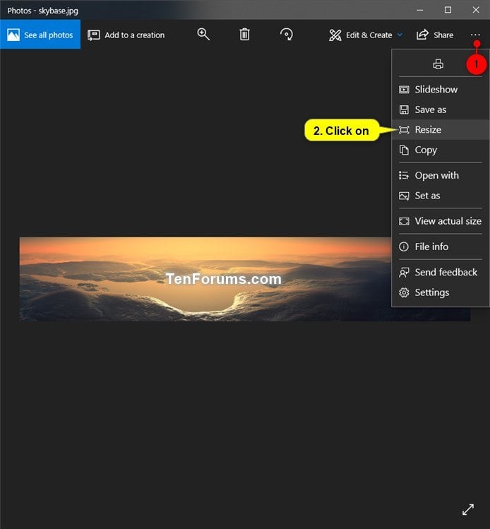 How to resize an image on windows 10 vsepearl
