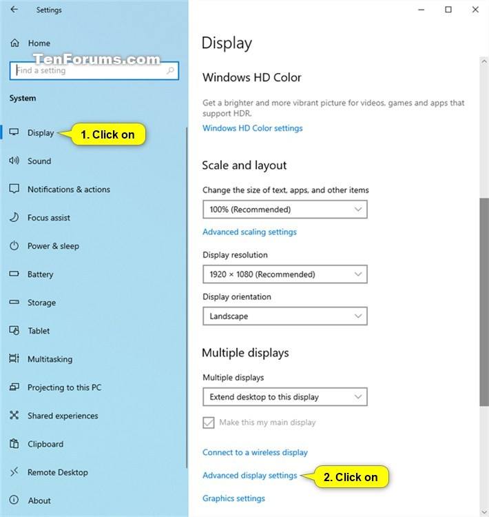 Change Screen Refresh Rate of Display in Windows 10 Tutorials