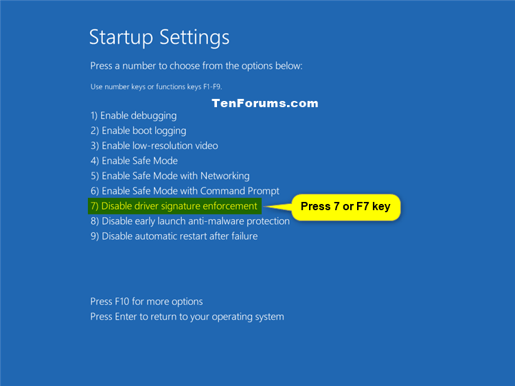 How to Enable or Disable Driver Signature Enforcement in