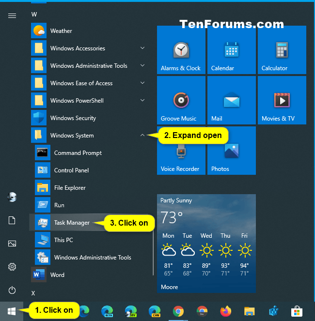 Open Task Manager in Windows 10 Tutorials