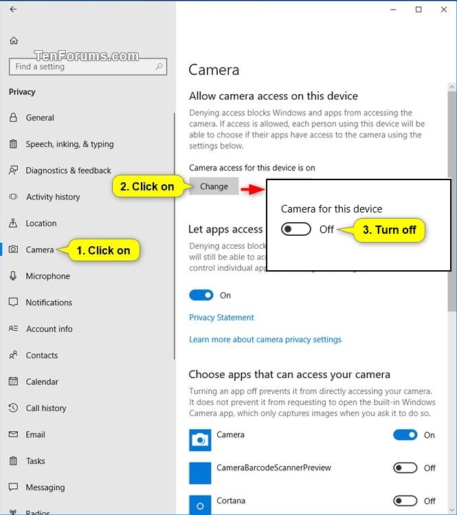 Disable Integrated Camera or cam in Windows Tutorials