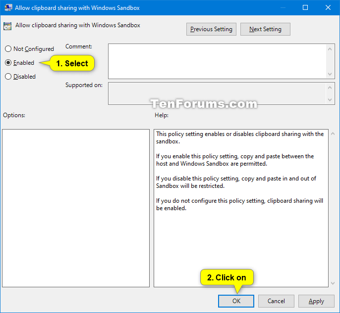 Enable or Disable Clipboard Sharing with Windows Sandbox in Windows 10 Tutorials