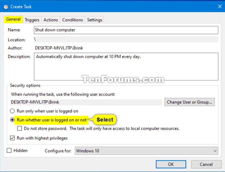 Automatically Shut Down Computer at Scheduled Time in Windows 10 Tutorials