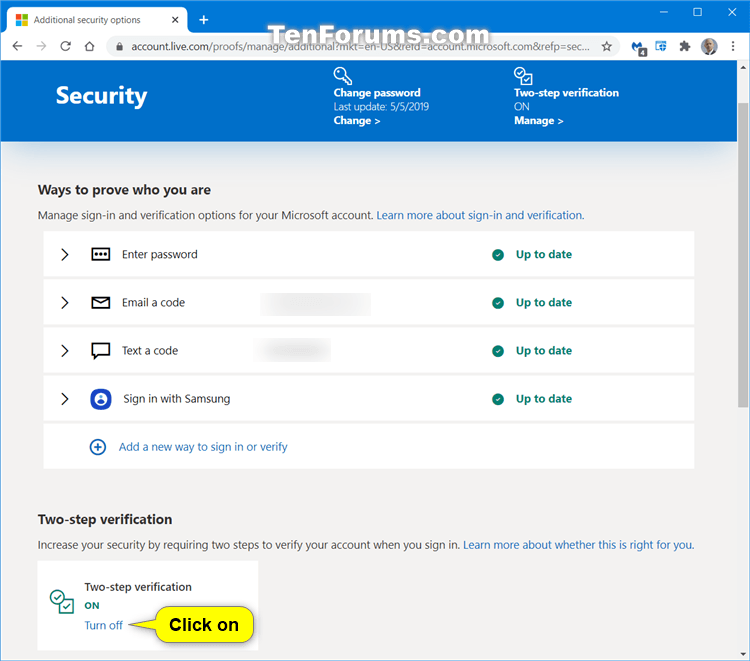 Turn On or Off Microsoft Account Twostep Verification Tutorials